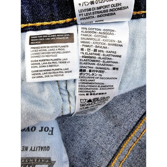 Levi's Size 32X34 Men 505 Regular Stretch Straight Leg Blue Denim Logo Jeans NWT - Picture 6 of 14